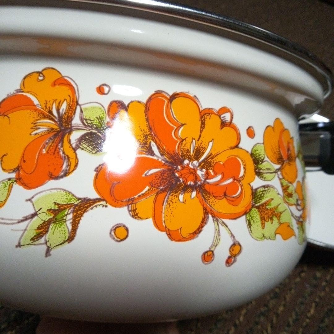 ホーロー鍋 両手鍋 花柄 レトロ 昭和レトロポップ ホーロー鍋 マルビシ